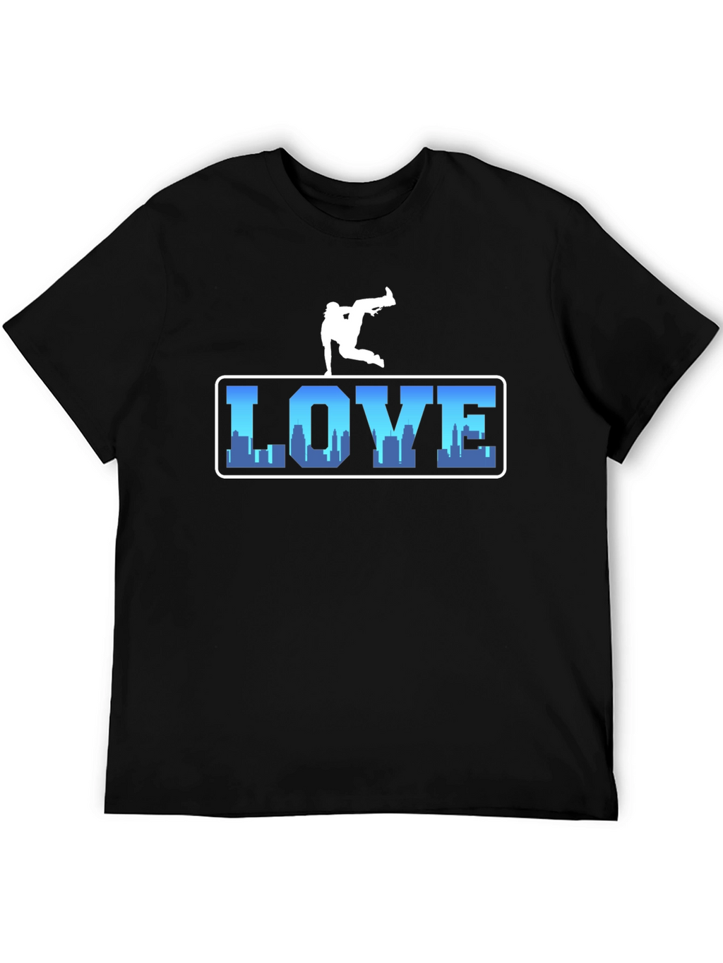 Urban Love Tee: Breakdance Skyline Graphic T-Shirt
