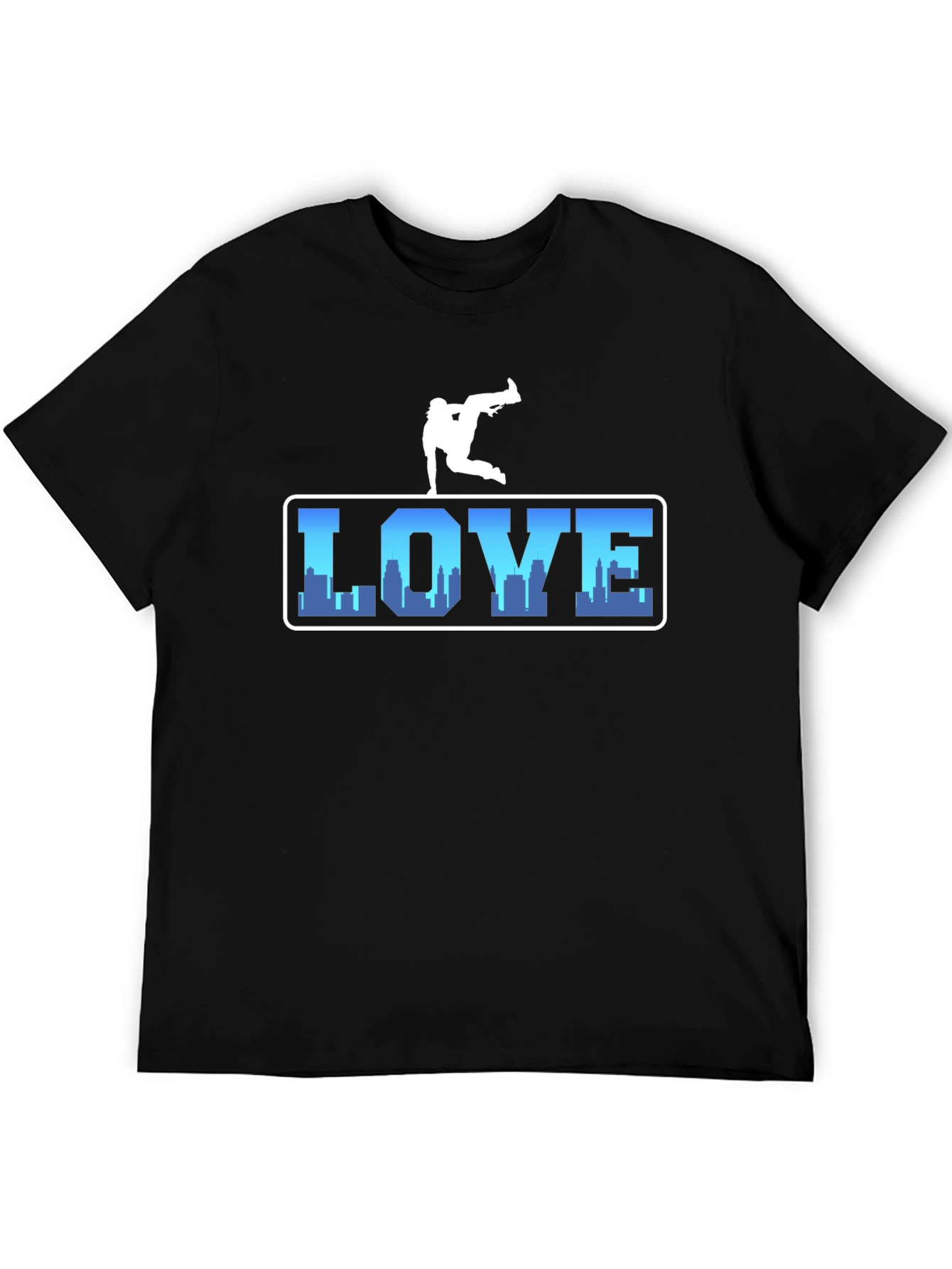 Urban Love Tee: Breakdance Skyline Graphic T-Shirt