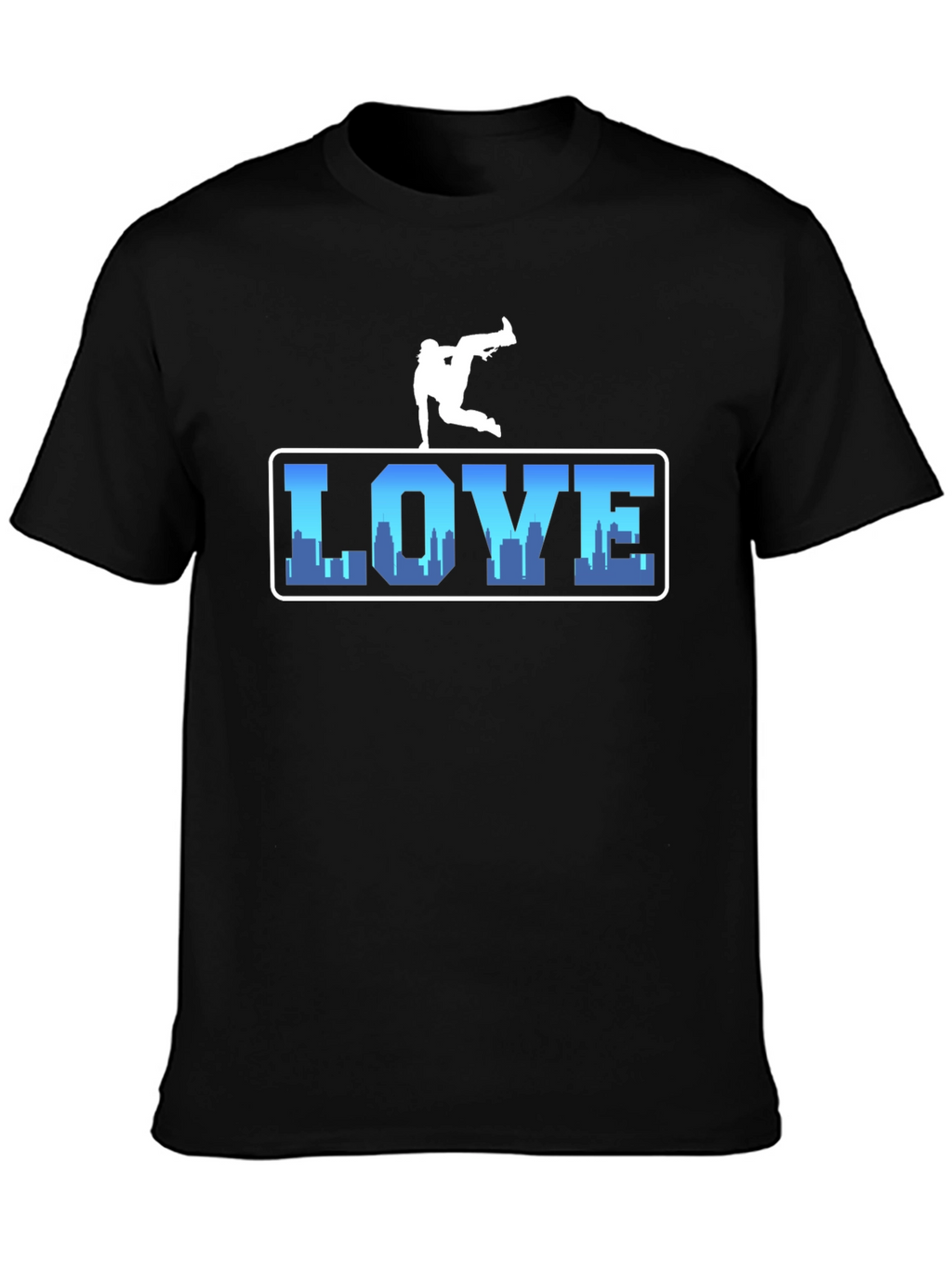 Urban Love Tee: Breakdance Skyline Graphic T-Shirt