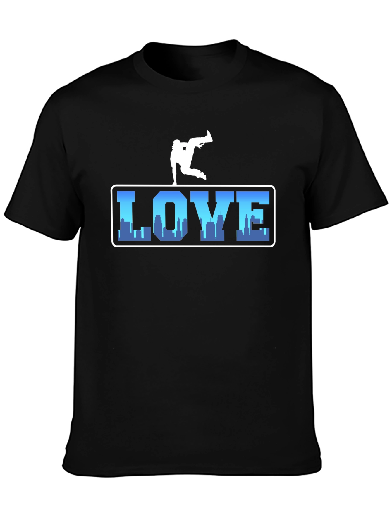 Urban Love Tee: Breakdance Skyline Graphic T-Shirt