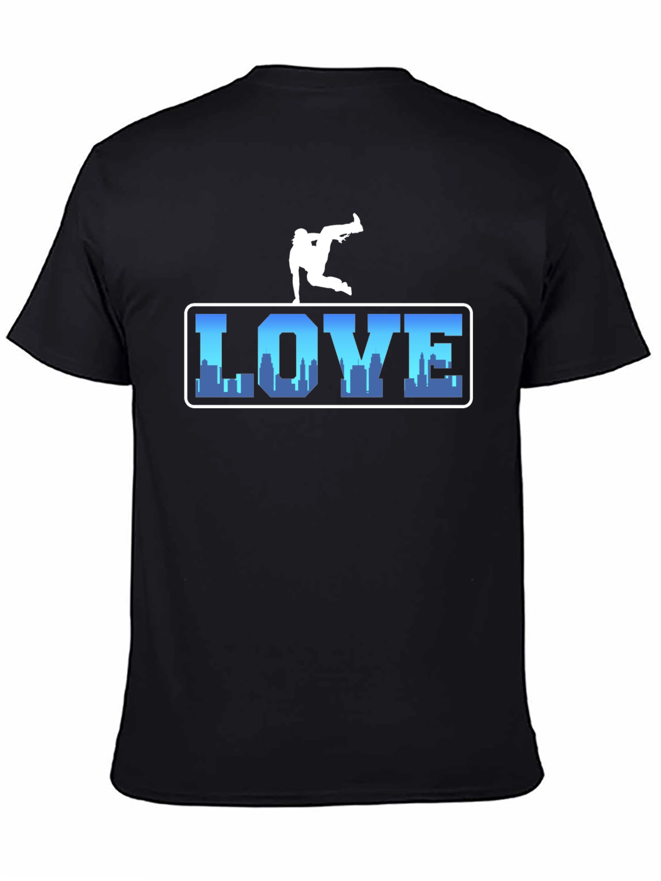 Urban Love Tee: Breakdance Skyline Graphic T-Shirt