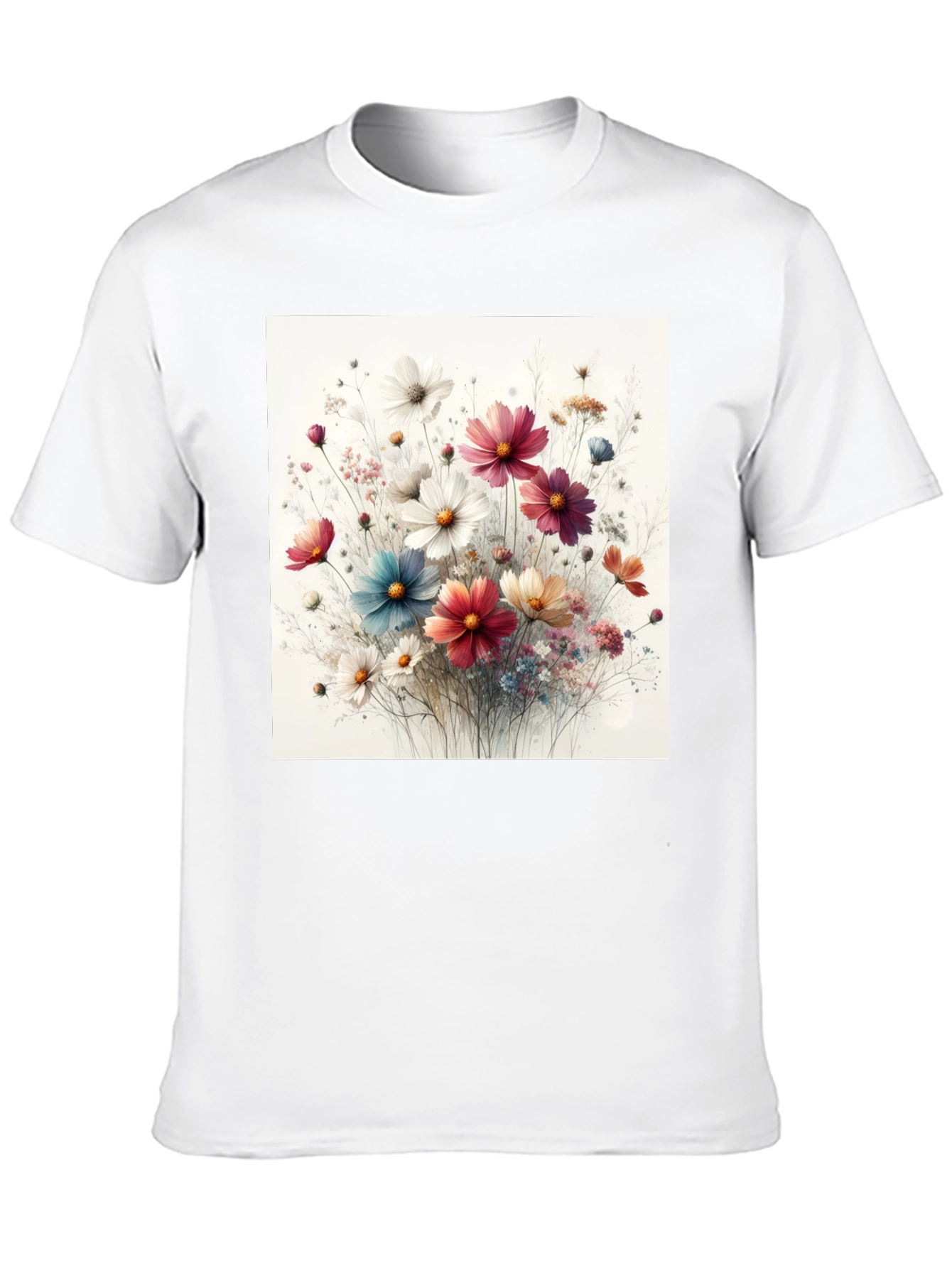 Floral Print Black T-Shirt for Men