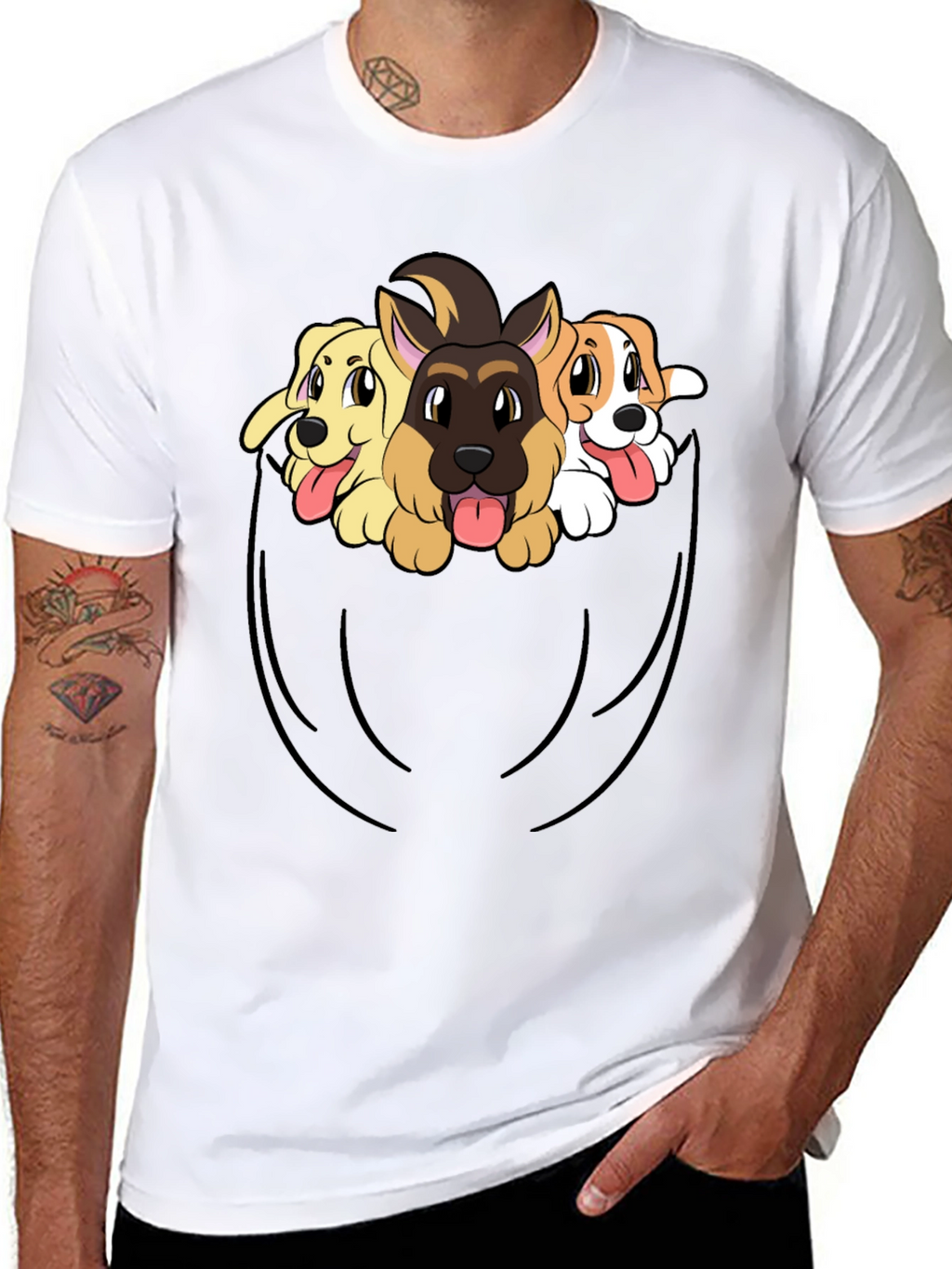 Dog Pocket T-Shirt - Cute Puppy Tee