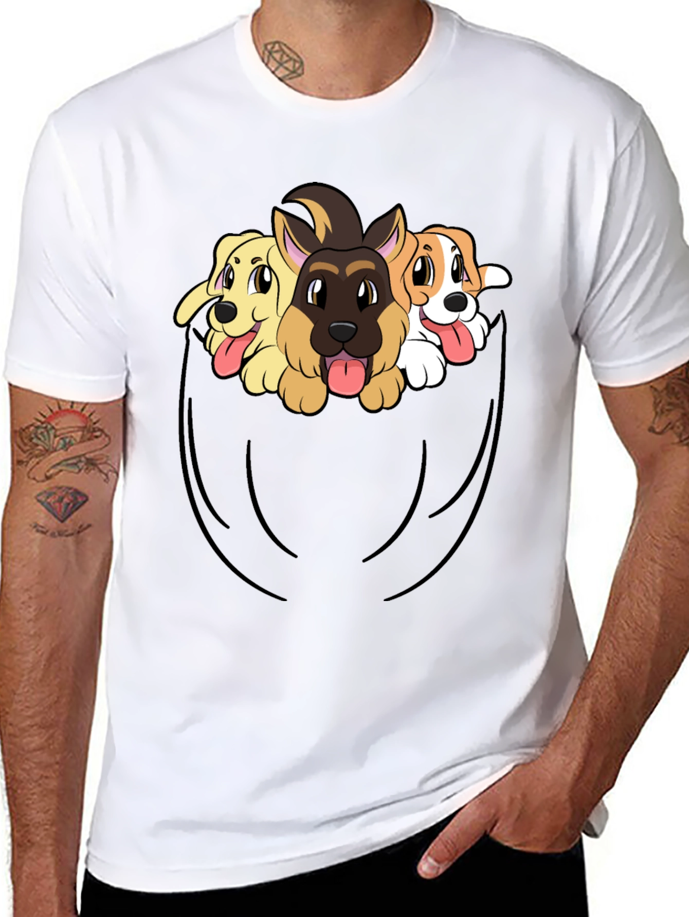 Dog Pocket T-Shirt - Cute Puppy Tee