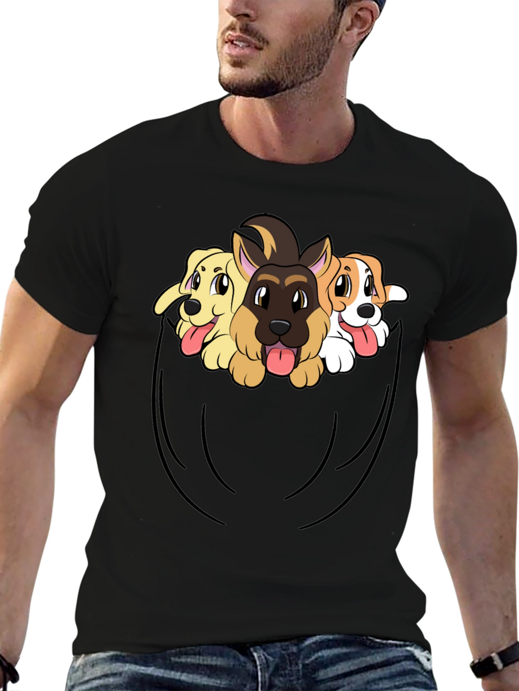Dog Pocket T-Shirt - Cute Puppy Tee