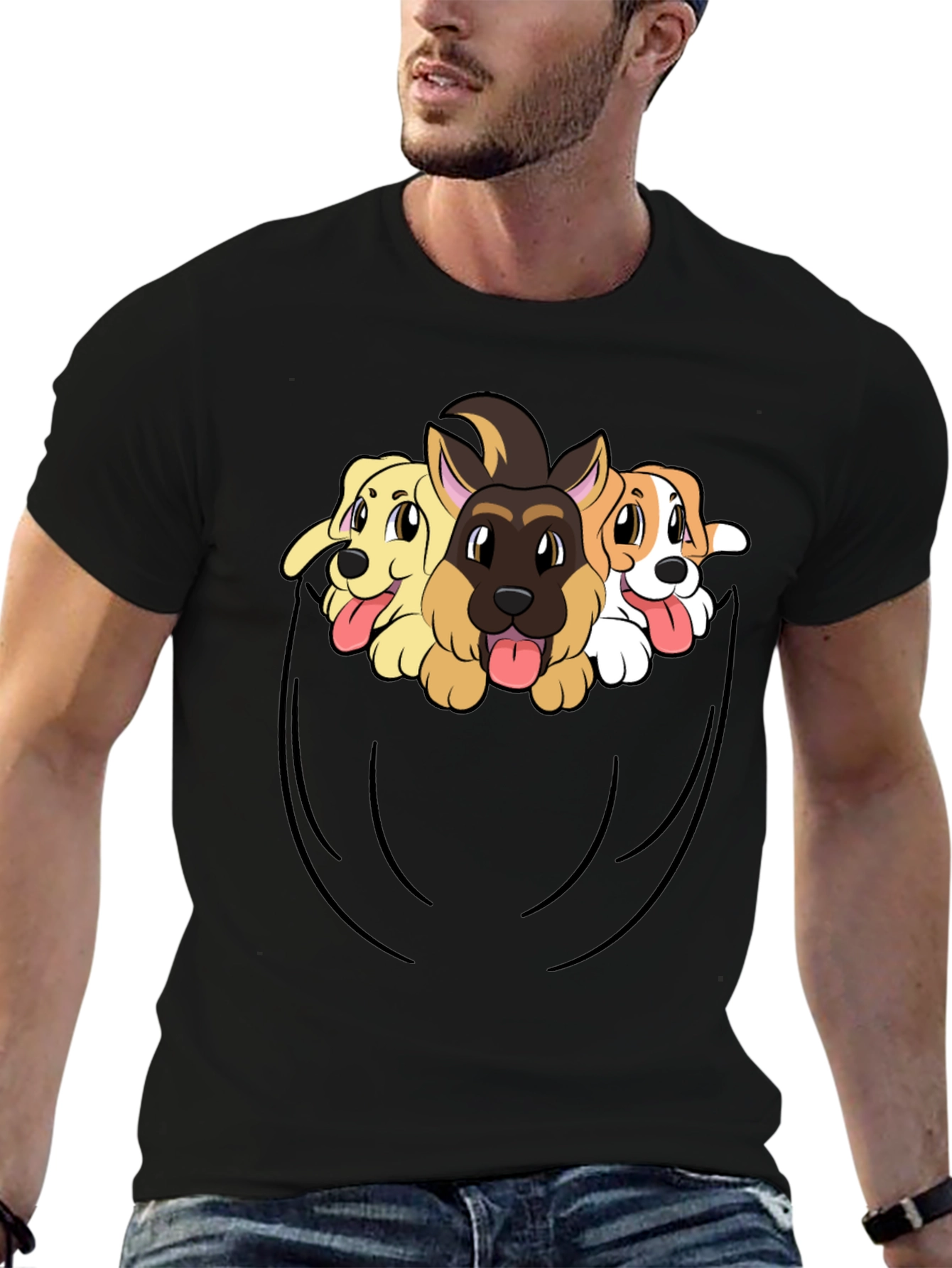 Dog Pocket T-Shirt - Cute Puppy Tee