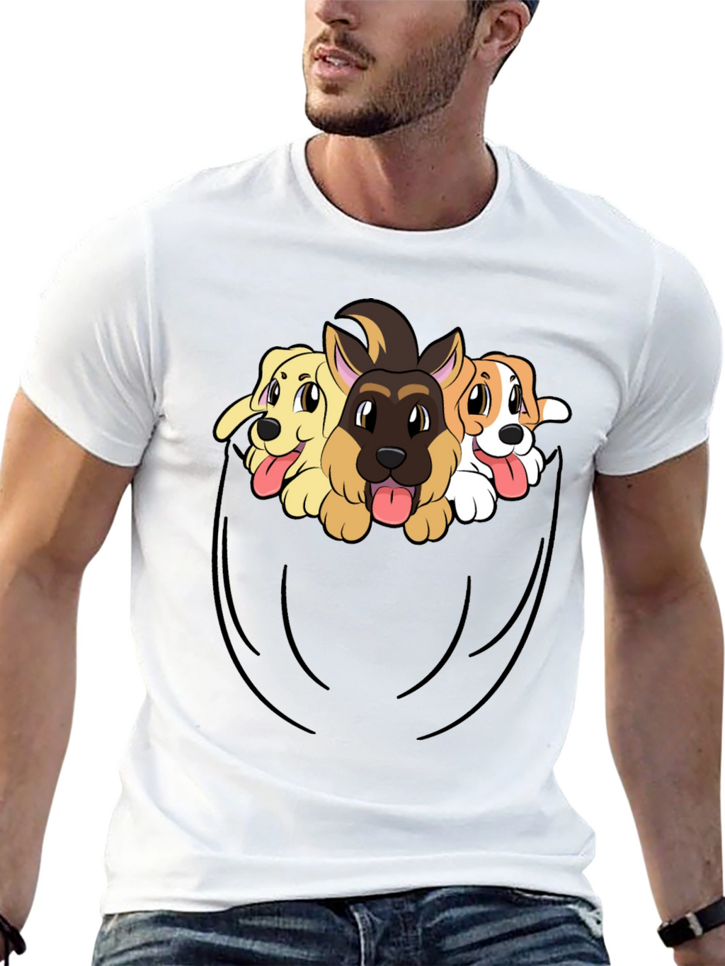 Dog Pocket T-Shirt - Cute Puppy Tee