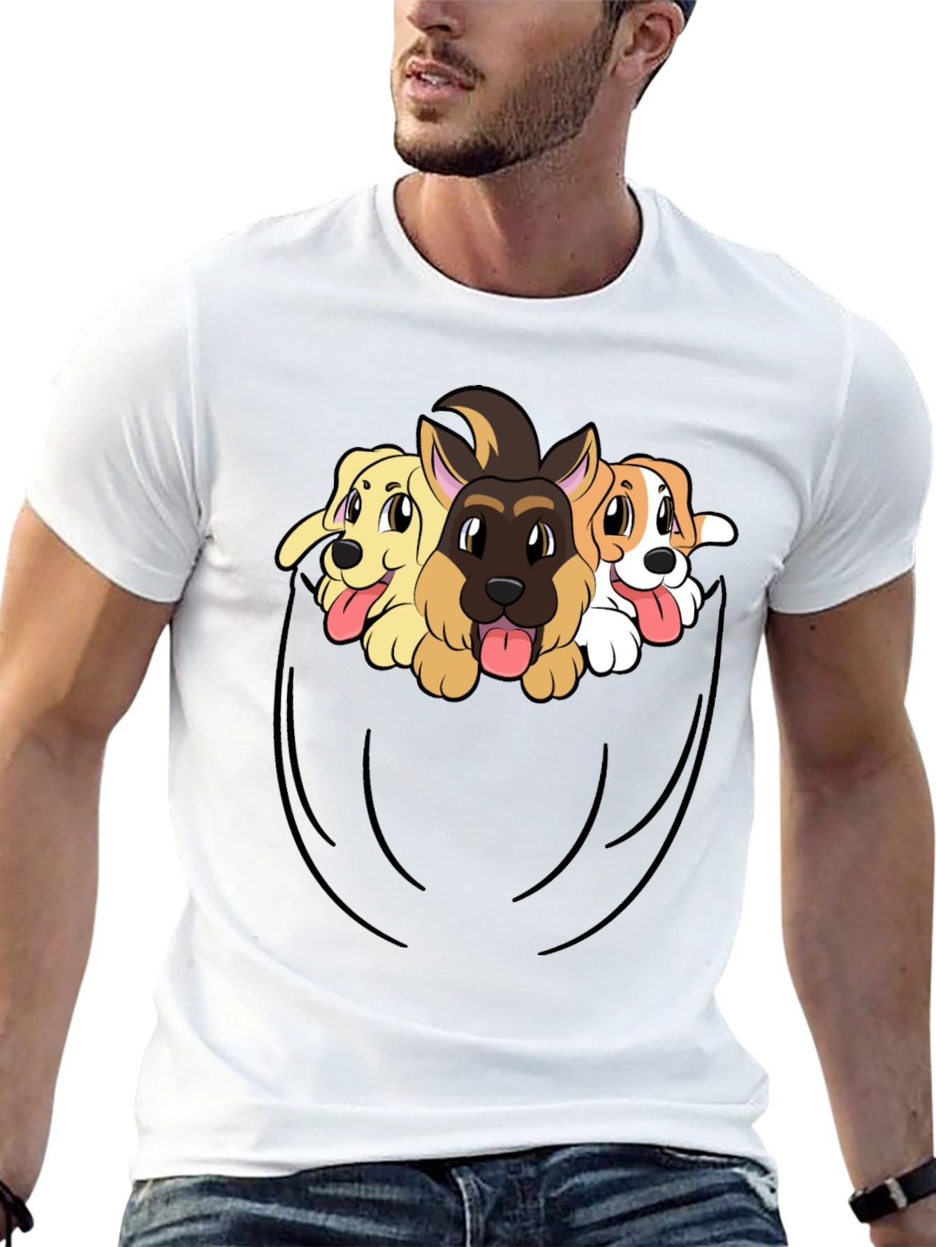 Dog Pocket T-Shirt - Cute Puppy Tee