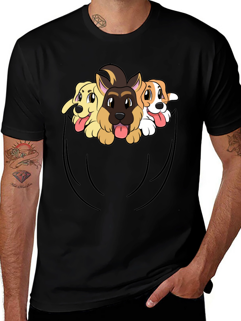 Dog Pocket T-Shirt - Cute Puppy Tee