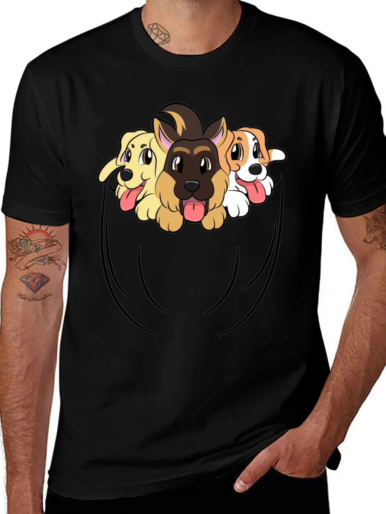 Dog Pocket T-Shirt - Cute Puppy Tee