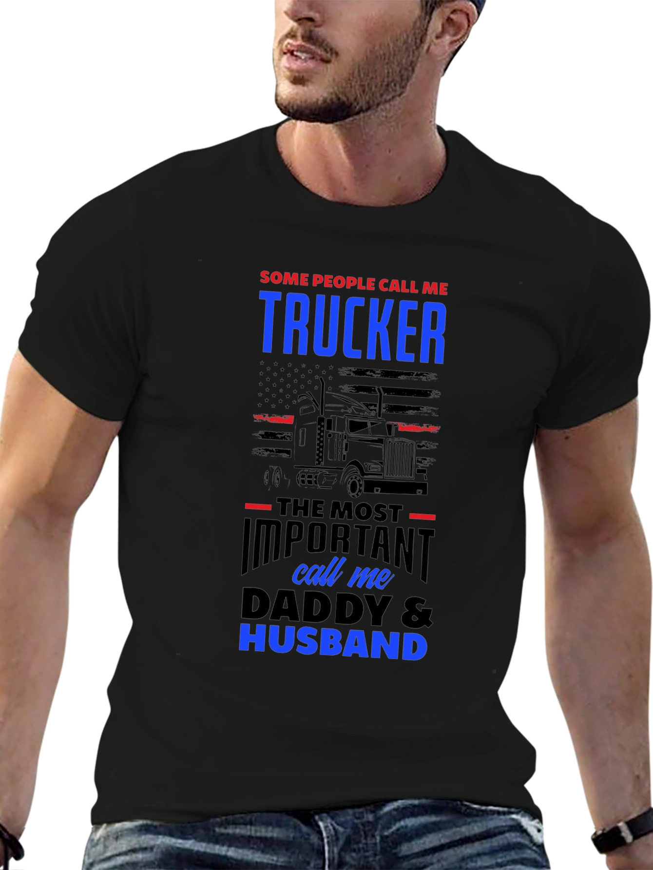 Trucker Daddy Husband Graphic Tee