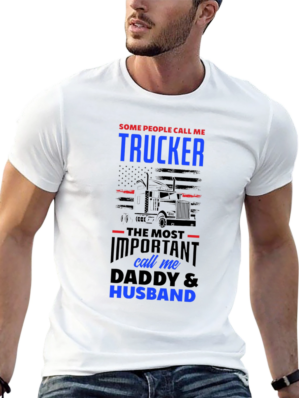Trucker Daddy Husband Graphic Tee