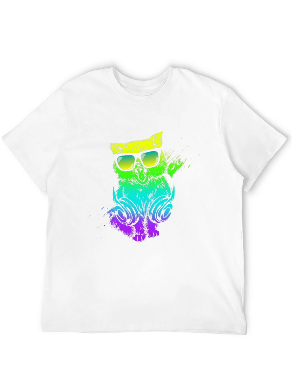Cool Cat DJ Graphic Tee - Black Cotton T-Shirt