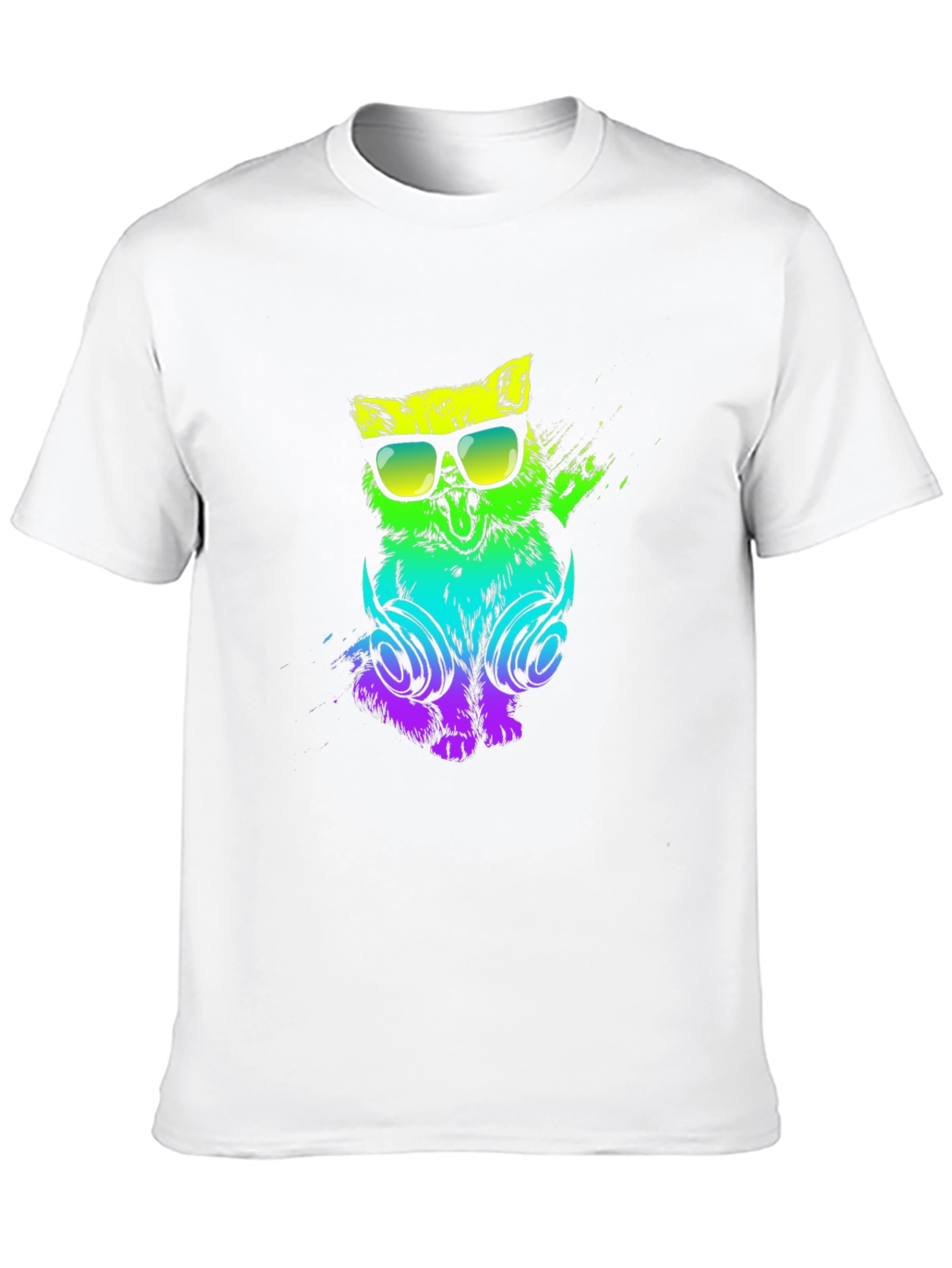 Cool Cat DJ Graphic Tee - Black Cotton T-Shirt