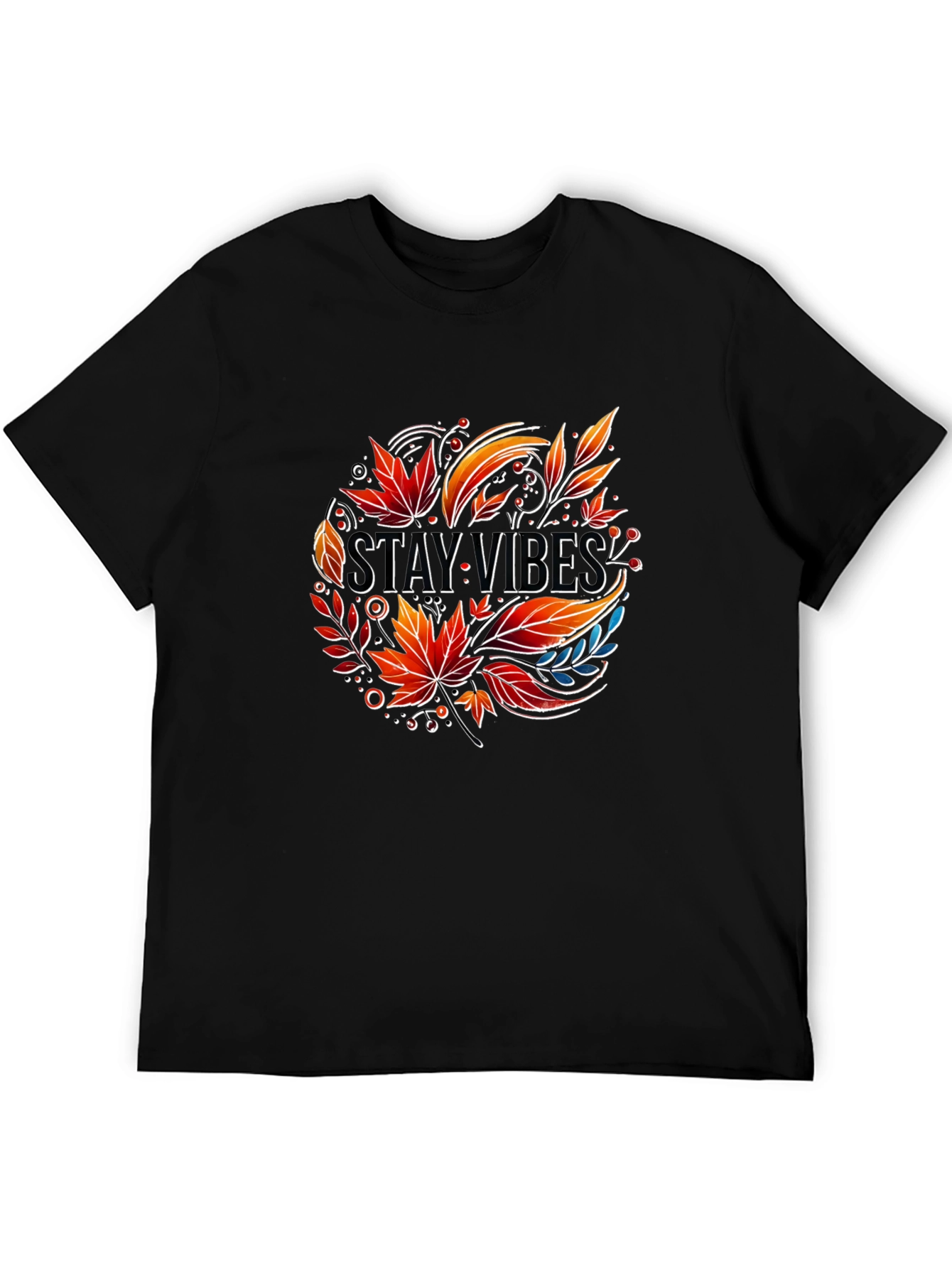 Stay Vibes Graphic Tee - Autumn Leaves Design