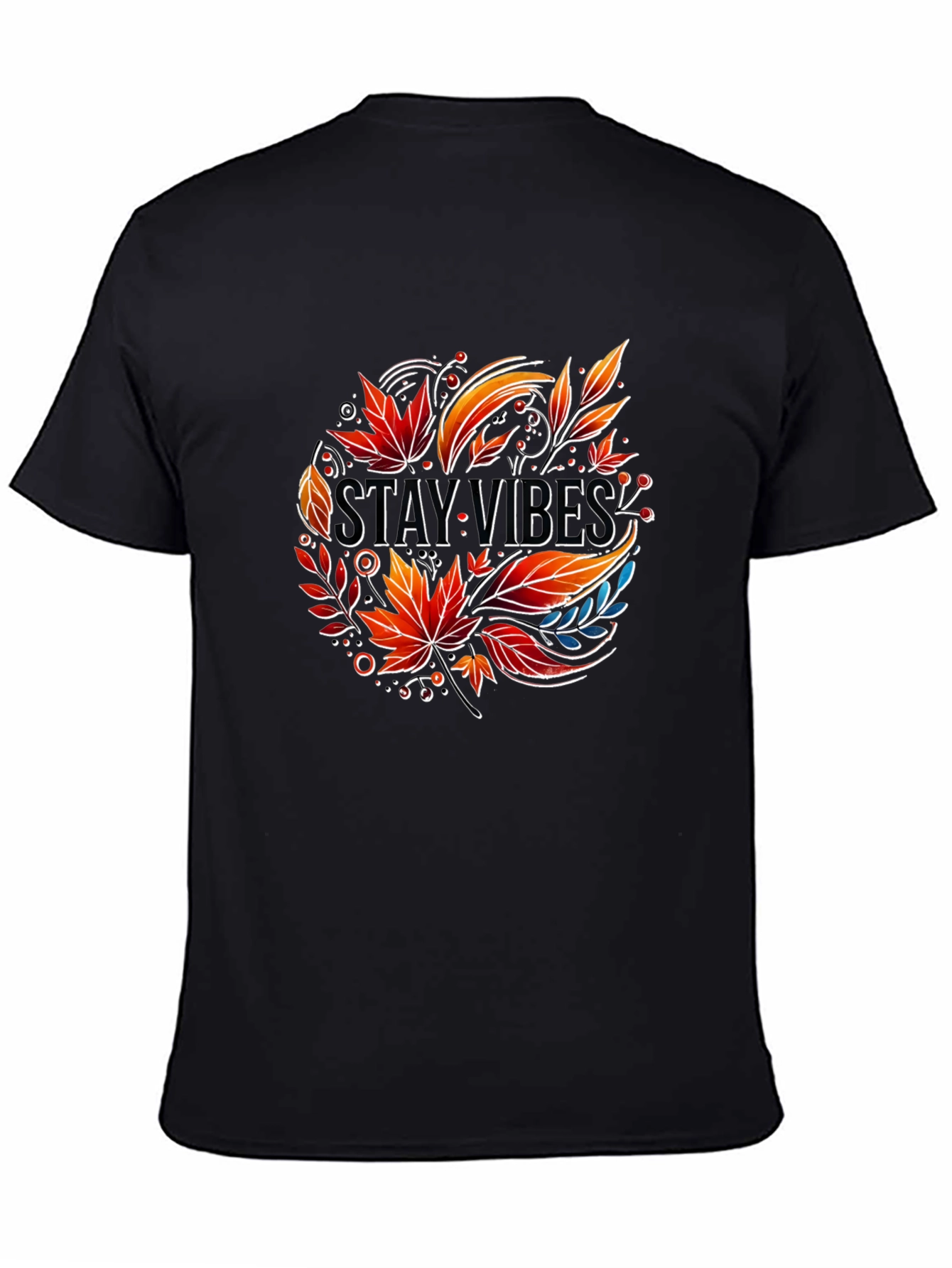 Stay Vibes Graphic Tee - Autumn Leaves Design