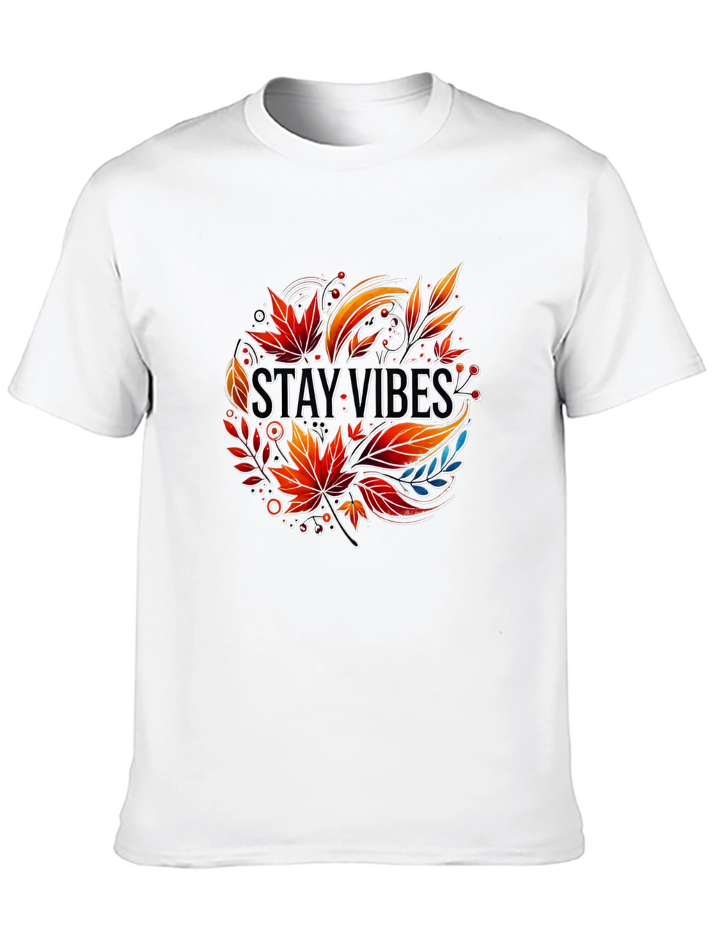 Stay Vibes Graphic Tee - Autumn Leaves Design