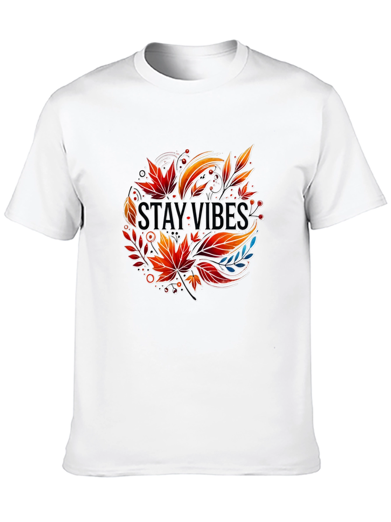 Stay Vibes Graphic Tee - Autumn Leaves Design