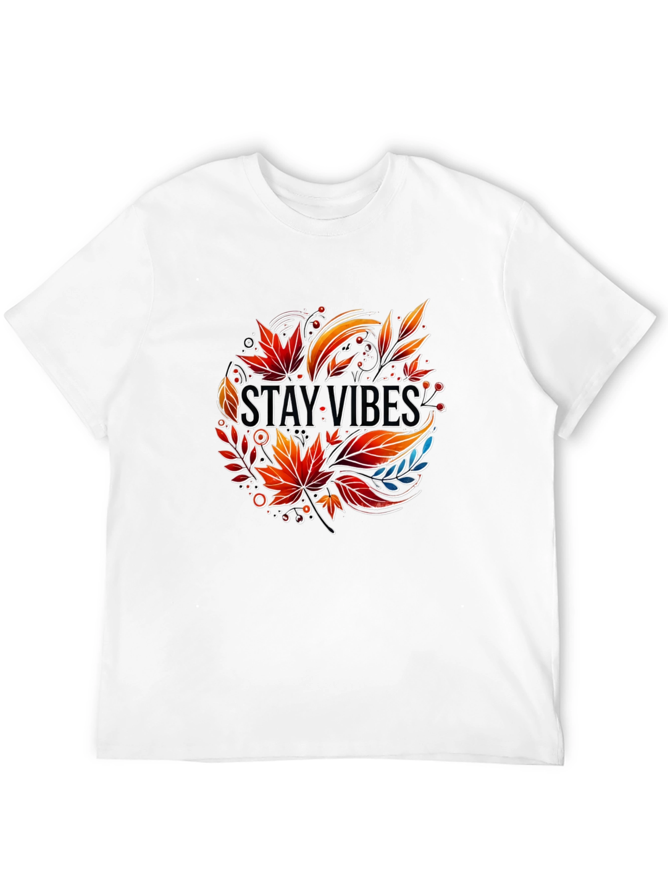 Stay Vibes Graphic Tee - Autumn Leaves Design