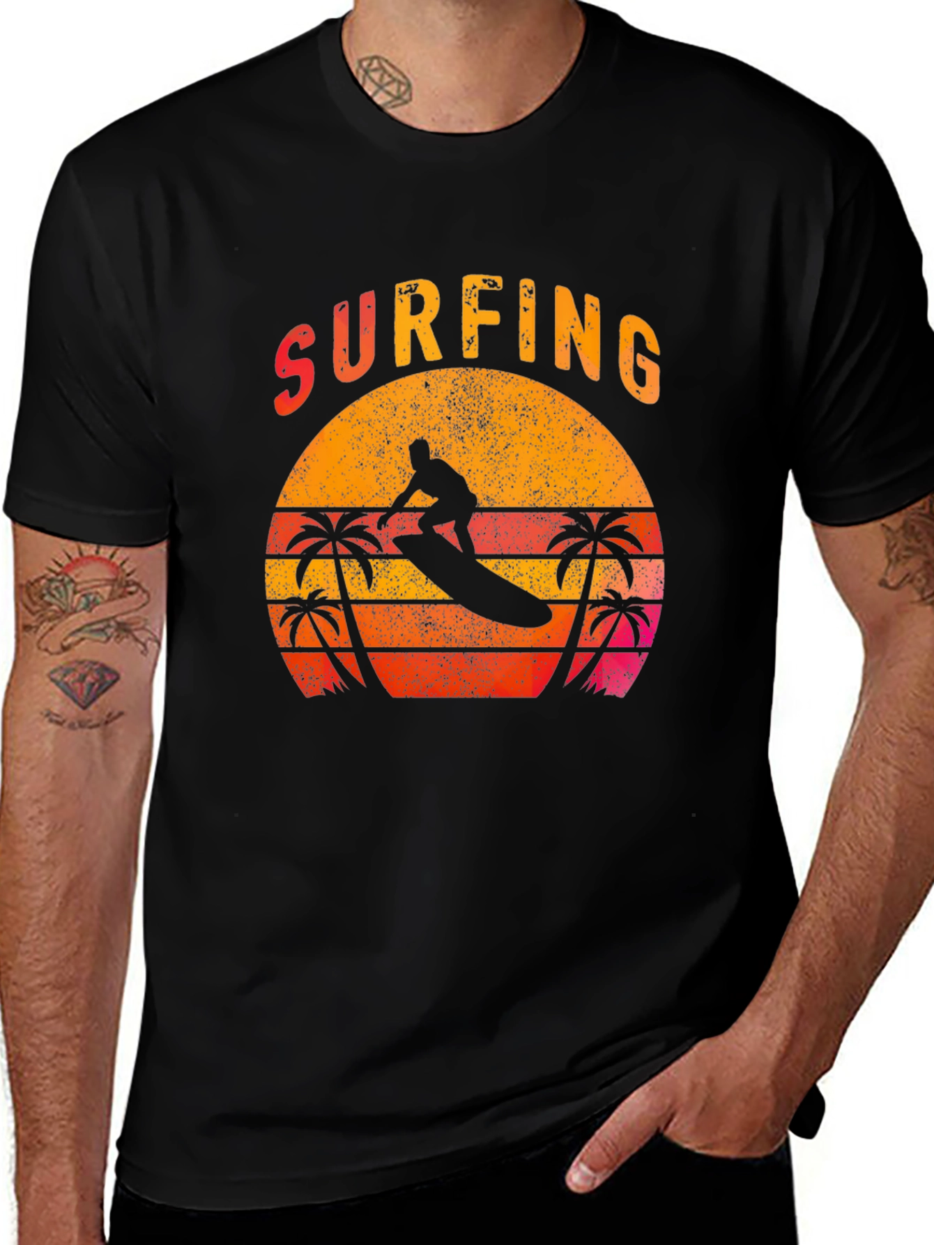 Vintage Surfing Sunset Graphic Tee