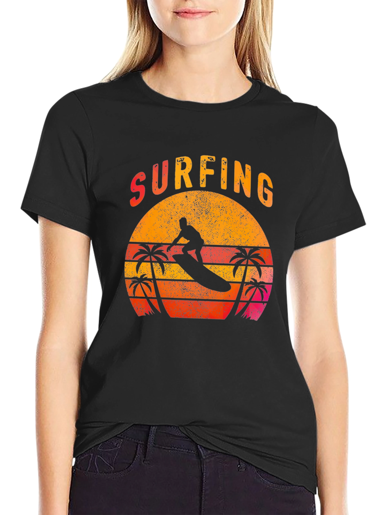 Vintage Surfing Sunset Graphic Tee