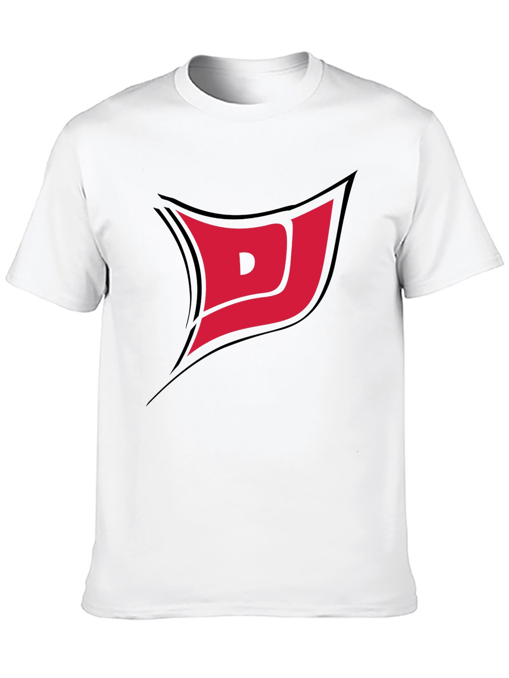 Black Tee with Red DJ Graphic Print