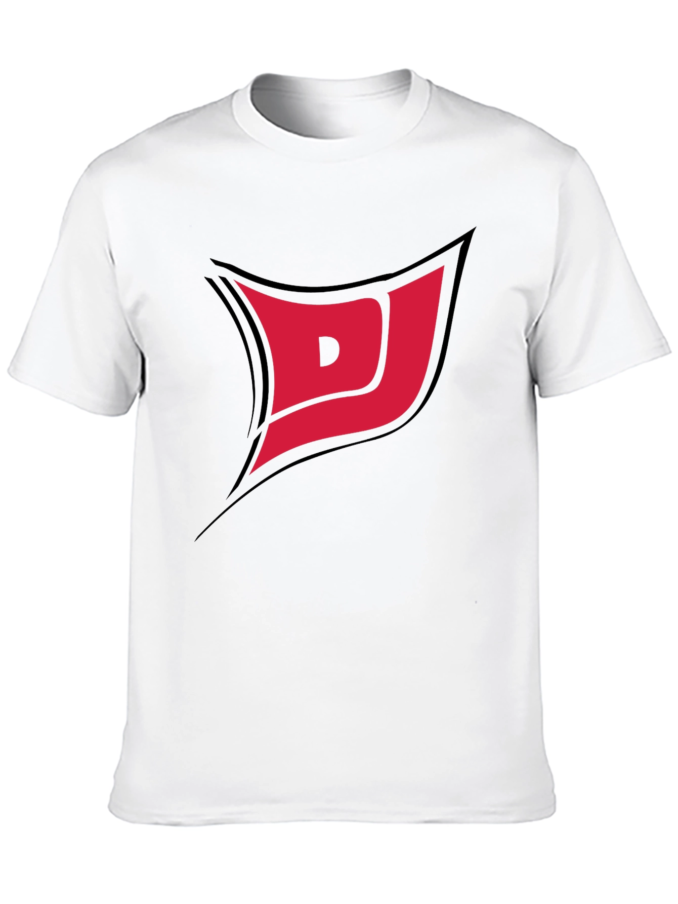 Black Tee with Red DJ Graphic Print
