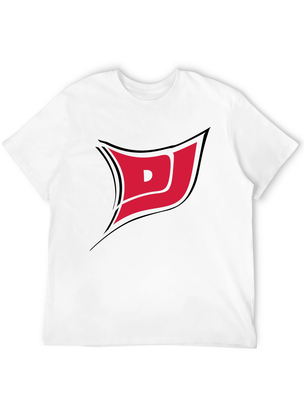 Black Tee with Red DJ Graphic Print