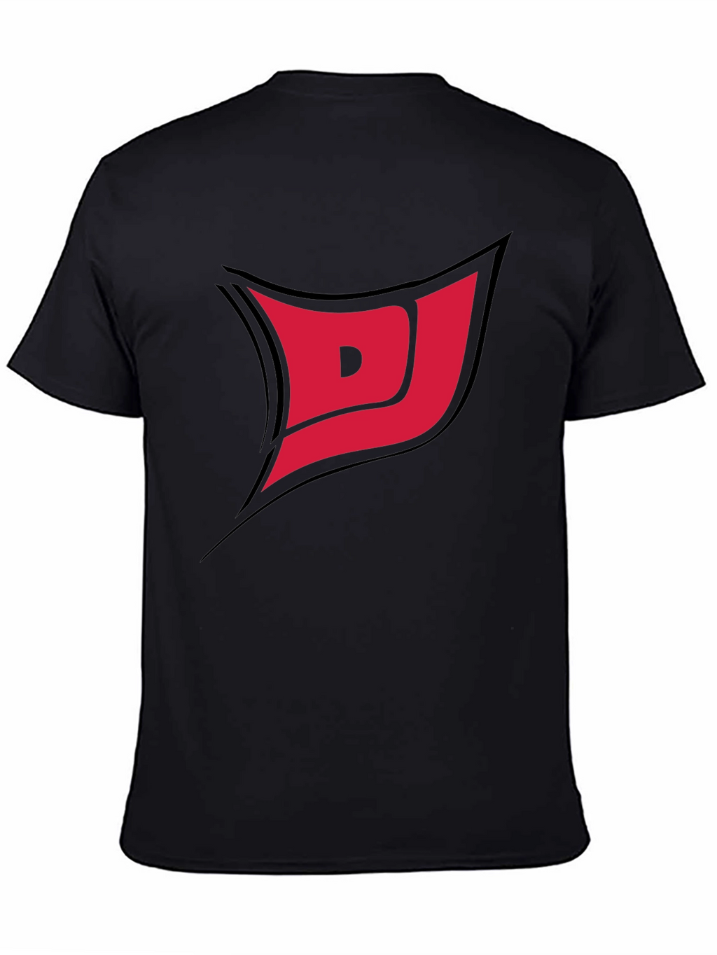 Black Tee with Red DJ Graphic Print