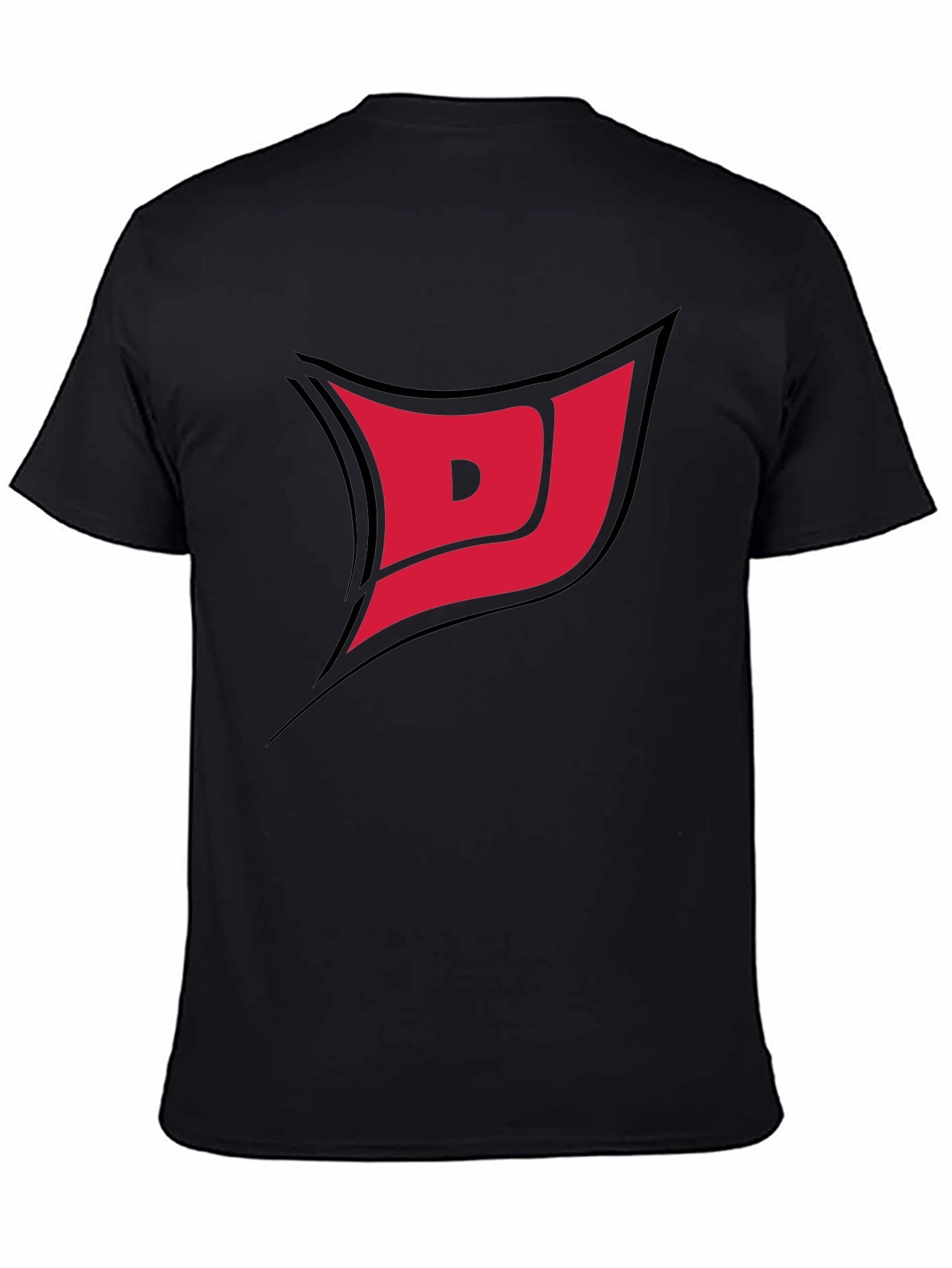 Black Tee with Red DJ Graphic Print