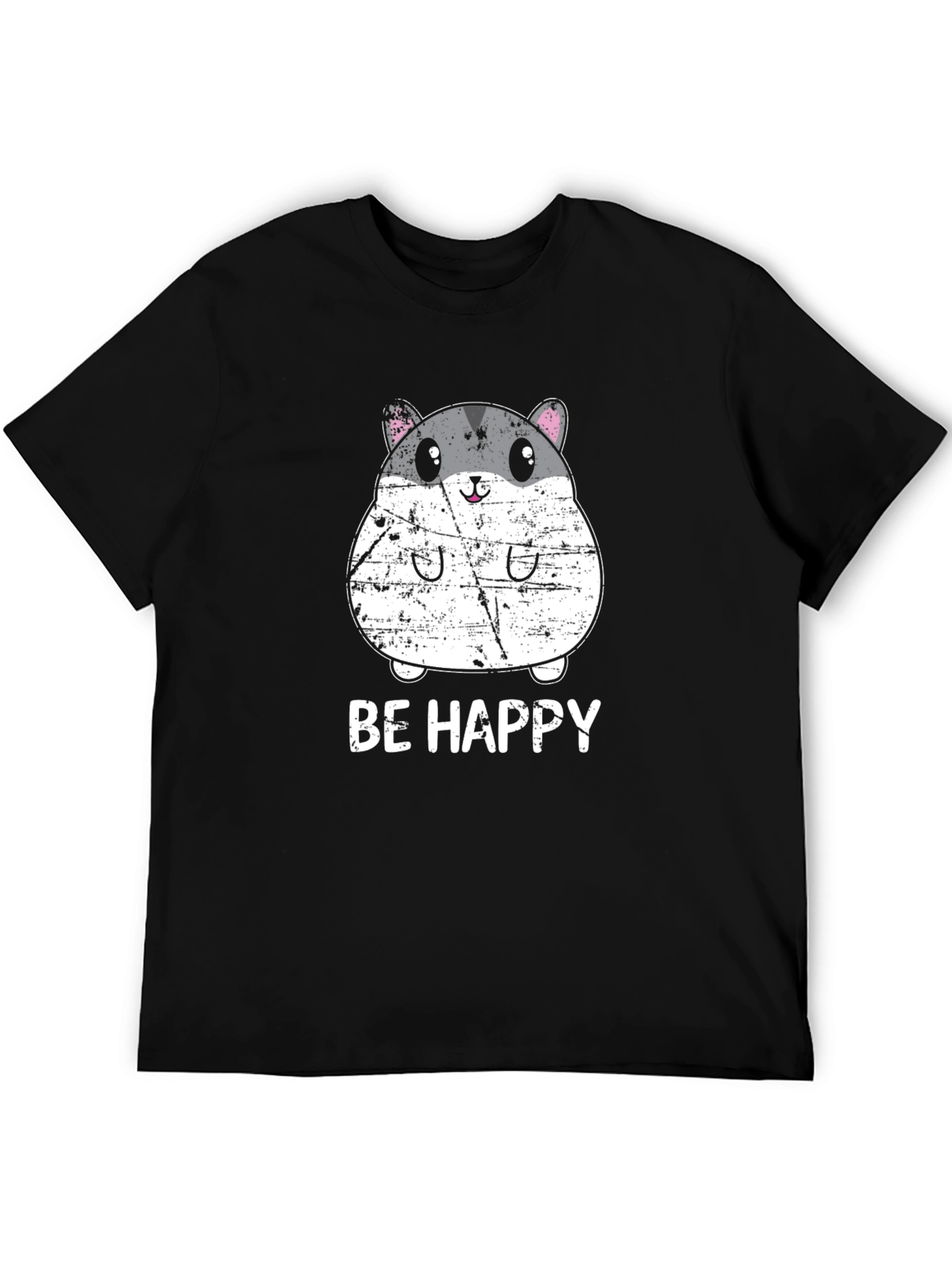 Be Happy Hamster Graphic Tee - Cute Animal T-Shirt