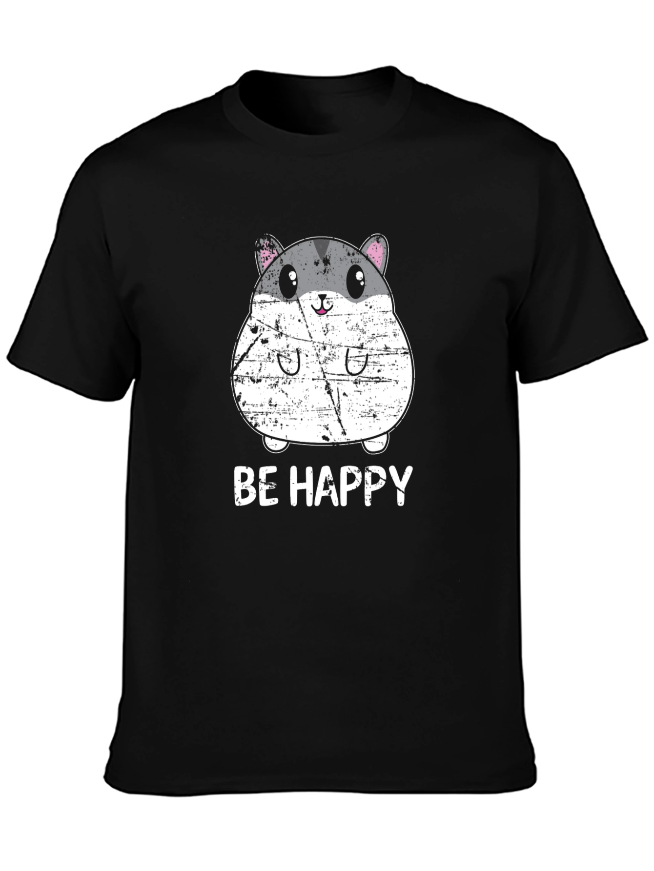 Be Happy Hamster Graphic Tee - Cute Animal T-Shirt