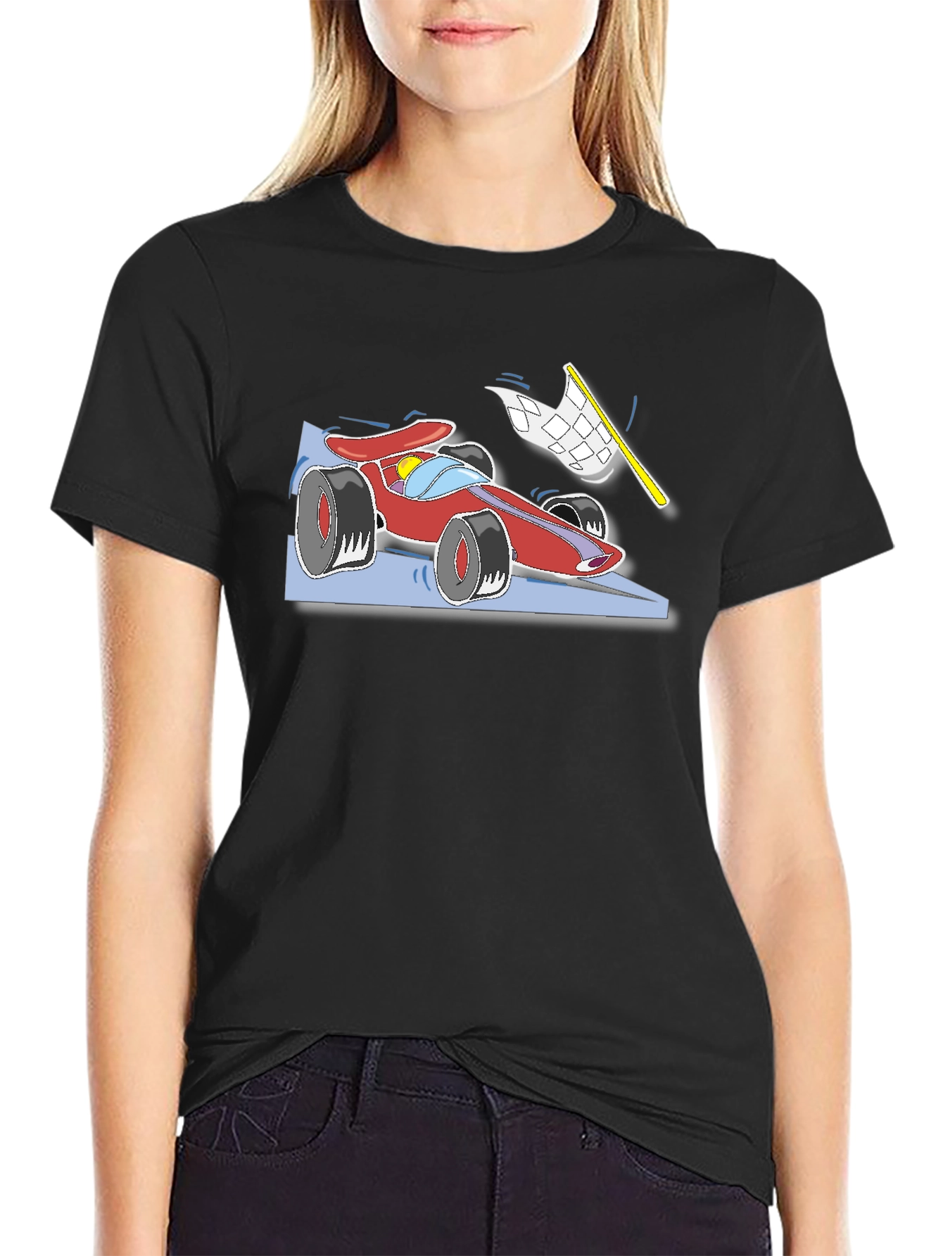 Racing Car Graphic T-Shirt - Black Cotton Tee