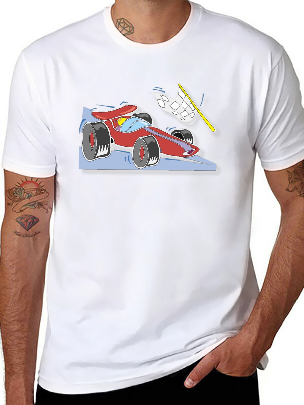 Racing Car Graphic T-Shirt - Black Cotton Tee