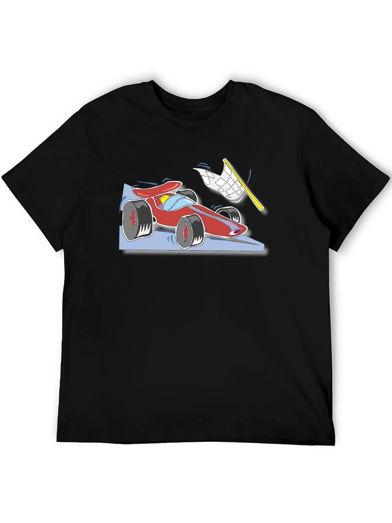 Racing Car Graphic T-Shirt - Black Cotton Tee