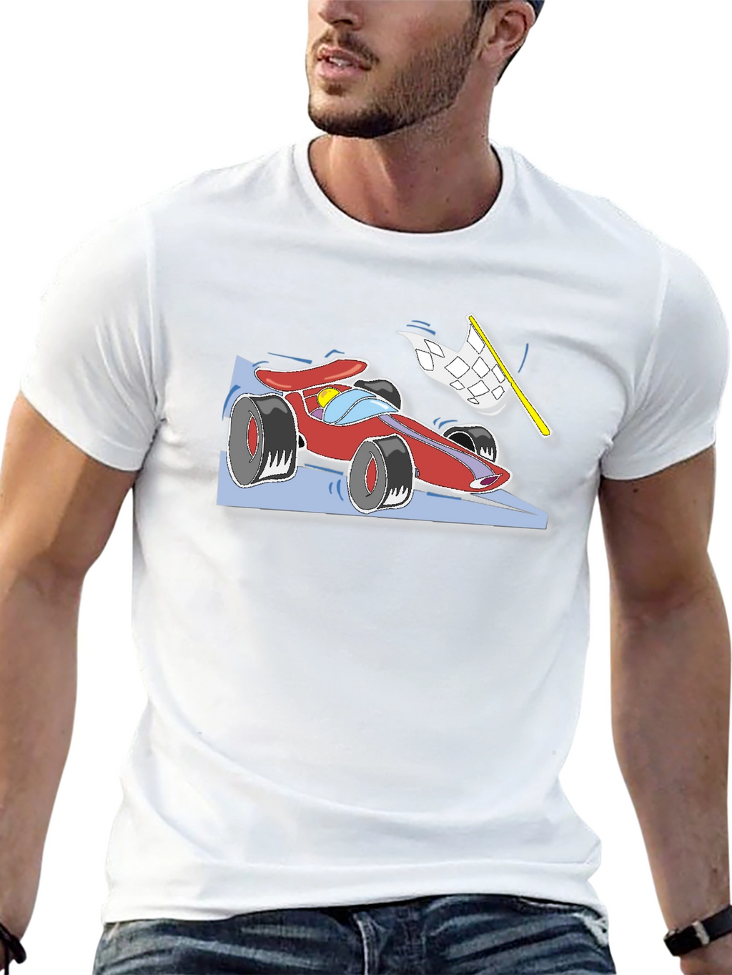 Racing Car Graphic T-Shirt - Black Cotton Tee