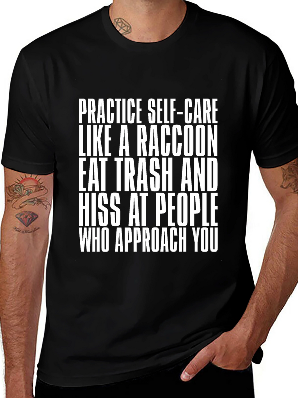 Raccoon Self-Care Humor T-Shirt