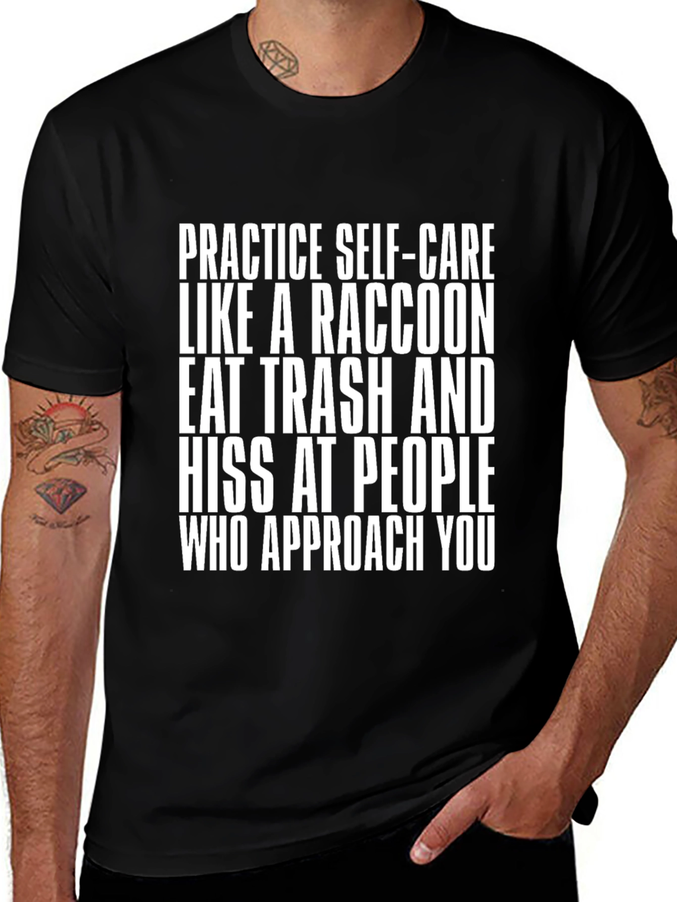 Raccoon Self-Care Humor T-Shirt