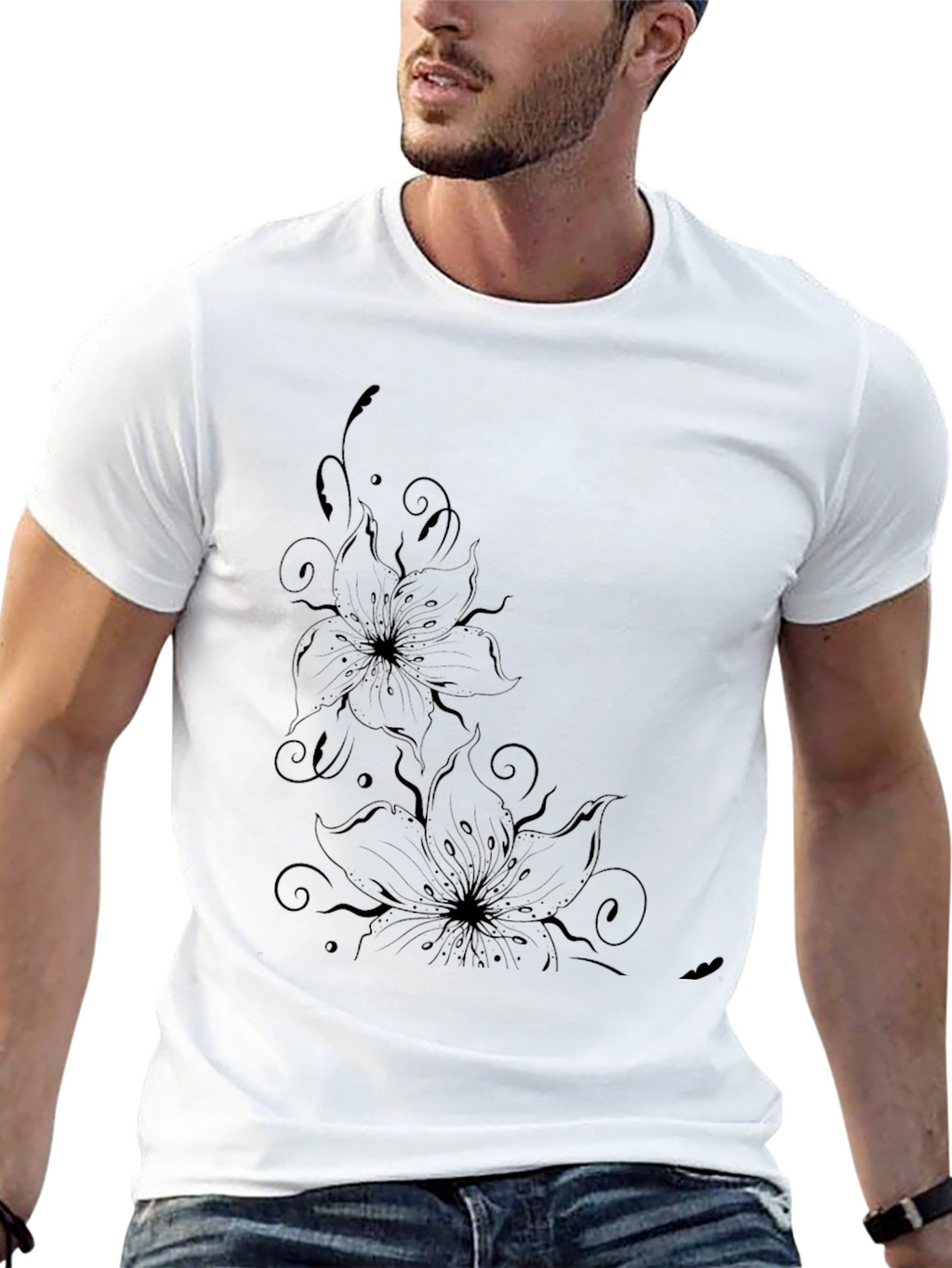 Floral Graphic Black T-Shirt - Stylish Casual Wear