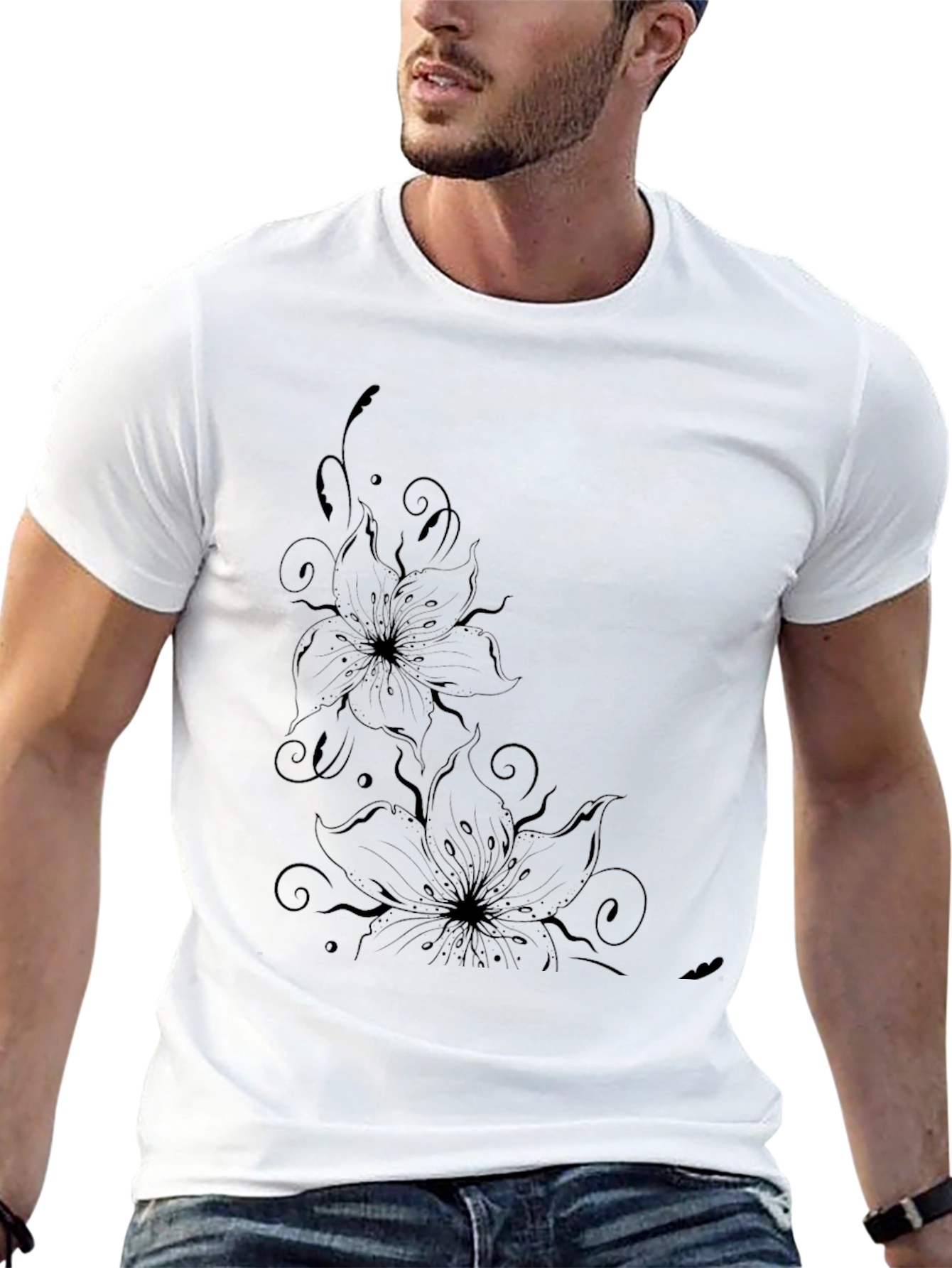 Floral Graphic Black T-Shirt - Stylish Casual Wear