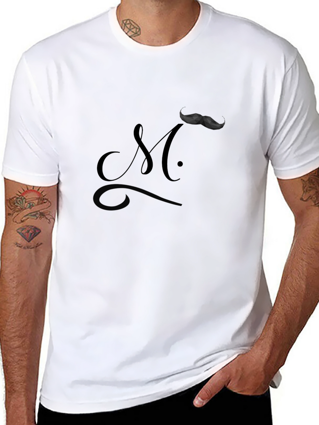 Moustache Initial T-Shirt - Modern Style