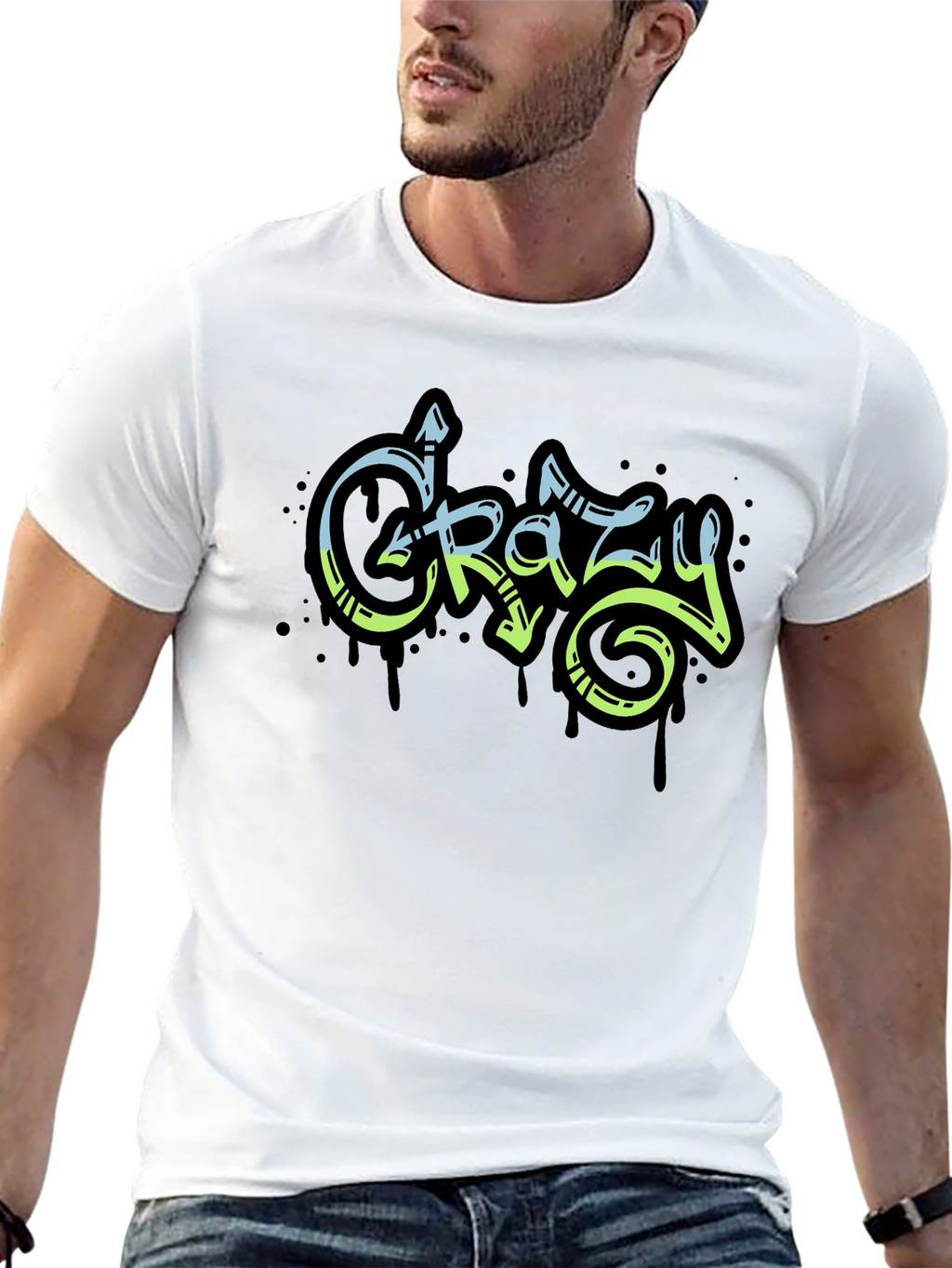 Crazy Graffiti Style Black Graphic Tee