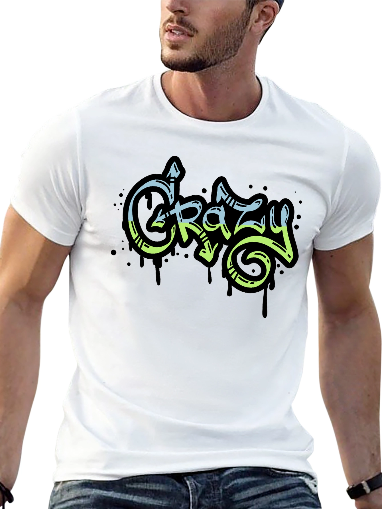 Crazy Graffiti Style Black Graphic Tee