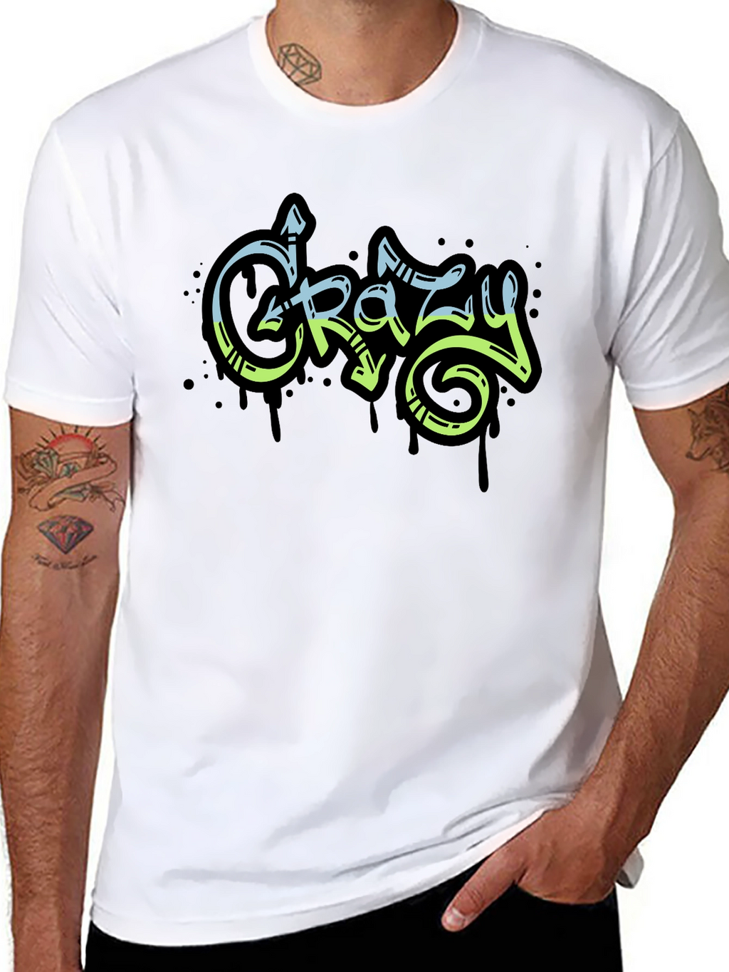 Crazy Graffiti Style Black Graphic Tee