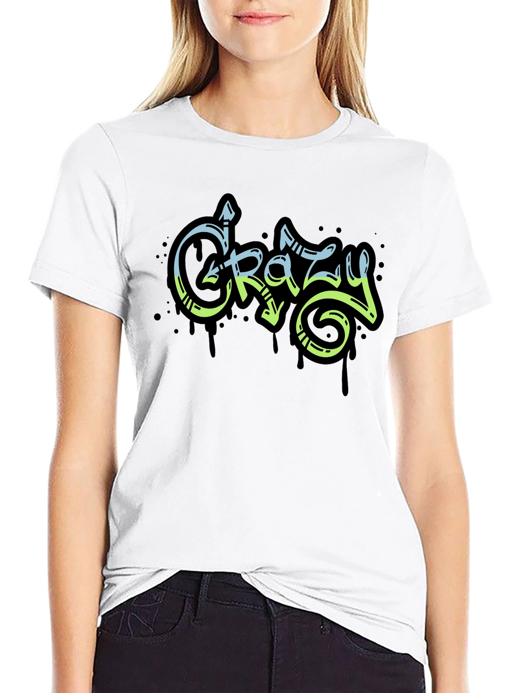 Crazy Graffiti Style Black Graphic Tee