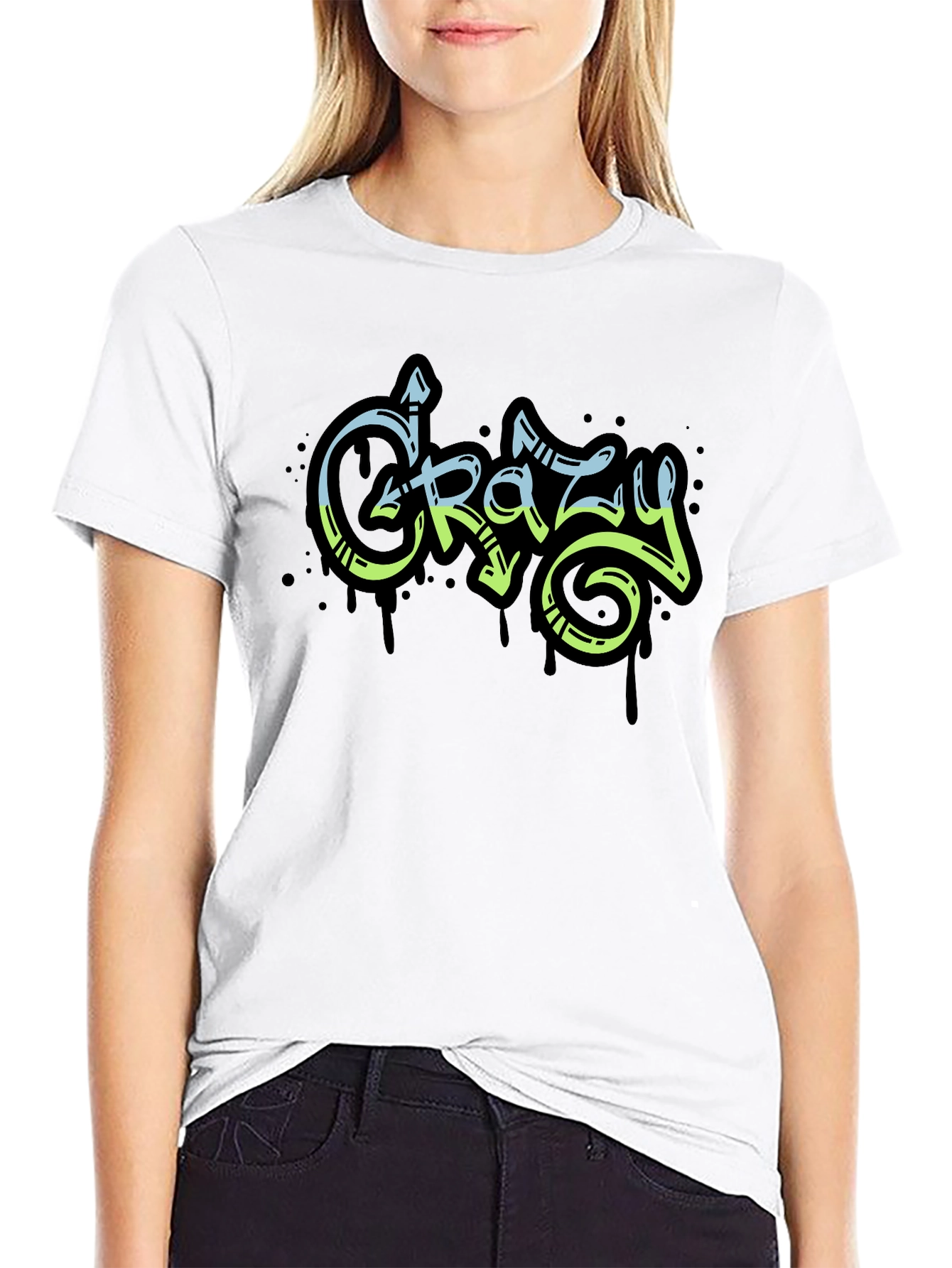 Crazy Graffiti Style Black Graphic Tee