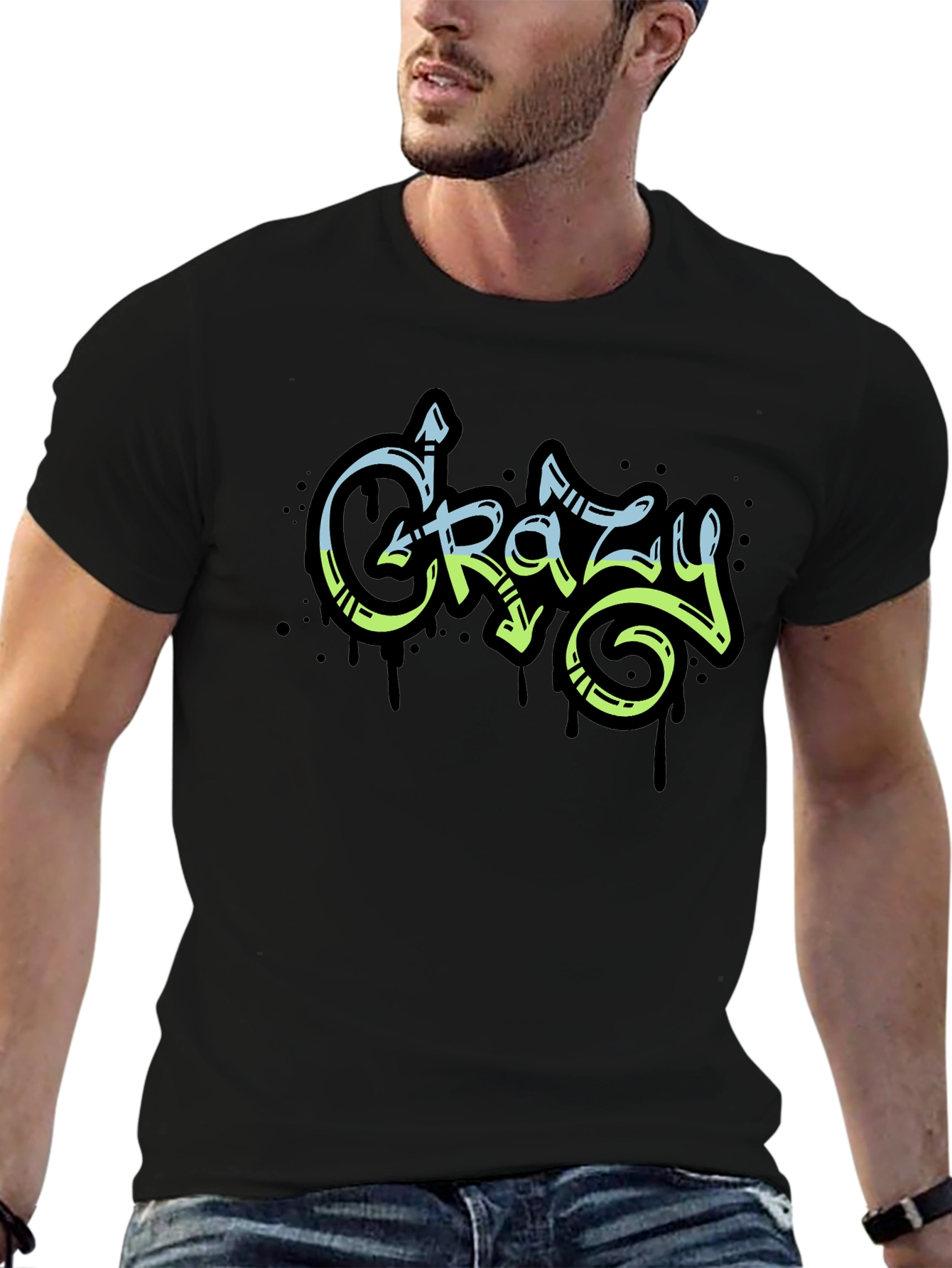 Crazy Graffiti Style Black Graphic Tee