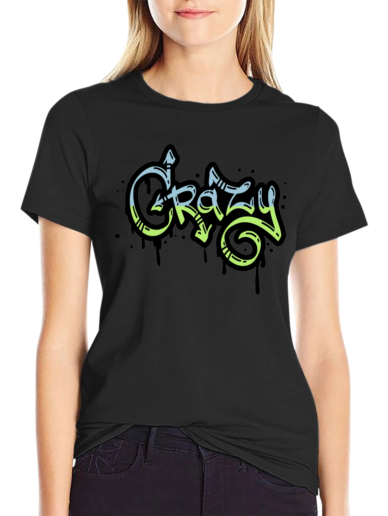 Crazy Graffiti Style Black Graphic Tee