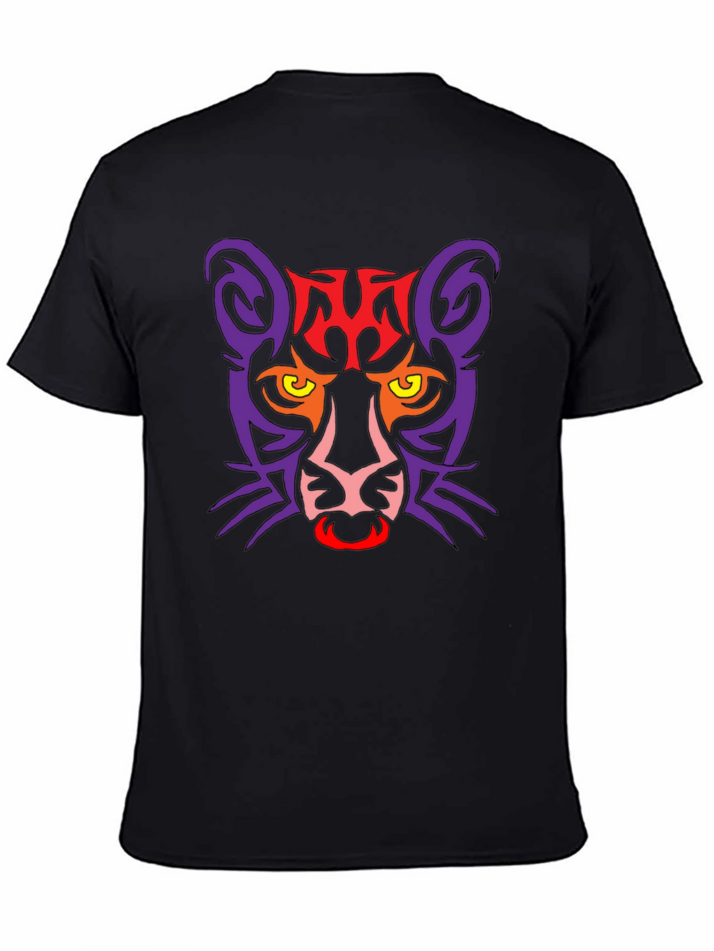 Tribal Cat Graphic Black T-Shirt