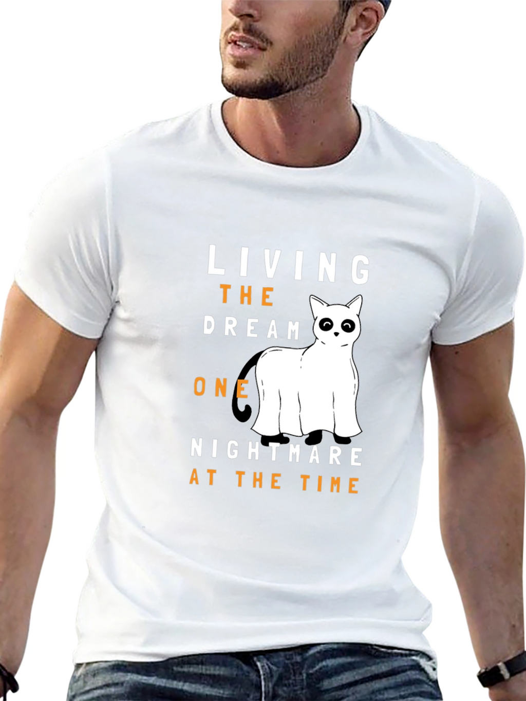 Living the Dream Ghost Cat T-Shirt